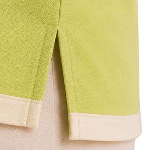 T-shirt décontracté vert lime beige pour femme à col en V et manches courtes, broderie étoile, bordure contrastante, personnalisable, vente en gros, vêtements de mode - Product Image 3