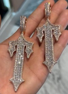 จี้ดาบยาวทอง 9K-24K ประดับเพชรโมอิสซาไนต์และเพชรแบบฝัง - สร้อยคอผู้ชายสไตล์ยุโรป - Product Image 2