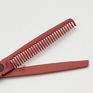 Tijeras Profesionales de Acero Inoxidable para Adelgazar el Cabello, Color Rojo Oscuro, Recubrimiento para Peluquería, Tijeras de Adelgazamiento con Logotipo Personalizado - Product Image 4