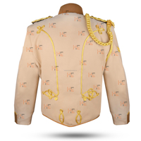 Nouvelle veste pour homme de couleur beige, style hussard impérial, uniforme de costume britannique Napoléonien, manteau doré métallisé, veste de parade vintage sur mesure