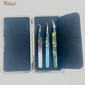 Pinzas Profesionales para Extensión de Pestañas con Recubrimiento Rosa y Azul, Punta Suave, Agarre de Diamante, Acero Inoxidable Duradero, Herramienta para Pestañas de Uso Profesional - Product Image 1