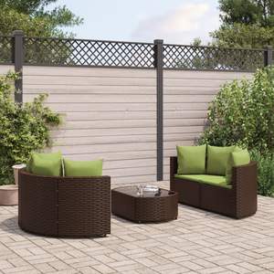 Ensemble de 5 canapés de patio brun et vert pour la détente en jardin - Product Image 1