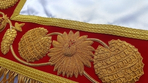 Delantal de Capítulo Masónico Grand Royal Arch, Rojo, con Triple Tau, Insignia y Flecos Dorados, Regalia Masónica, Delantal Ceremonial de Capítulo - Product Image 4