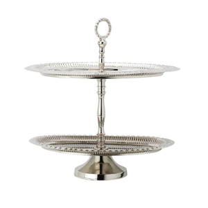 Two Tier Stainless Steel Cake Stand Round Dessert Display <b>Tray</b> For Party <b>Cupcake</b> And Pastry Decoration Wedding Party - Product Image 1