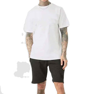Ensemble T-shirt et short décontracté en coton 100 % pour homme avec logo personnalisé, maille respirante, écologique, deux pièces, coupe ample, idéal pour l'été - Product Image 5