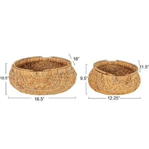Juego de 2 Cestas de Almacenamiento Trenzadas de Jacinto de Agua para el Hogar, Tejidas a Mano, con Marco de Caña, Duraderas, Diseño Neutro y Elegante - Product Image 6