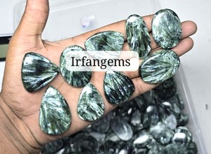 Lot en gros de cabochons de séraphinite 100 % naturelle, pierres précieuses en vrac de formes variées et de qualité supérieure pour la fabrication de bijoux - Product Image 4
