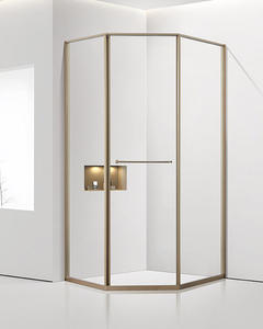 Cabina de ducha de vidrio templado con forma de diamante de primera calidad, sistema de puerta corredera suave para muebles de baño, hoteles y villas - Product Image 4