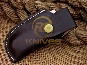 Cuchillo plegable hecho a mano con mango de hueso, cuchillo de bolsillo EDC para caza, camping y supervivencia con funda. - Product Image 6