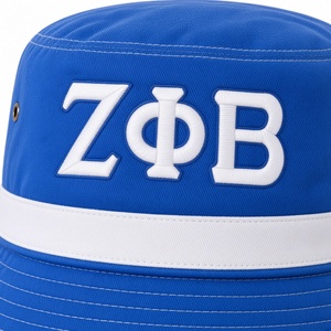Sombrero de Pescador Azul Rey y Blanco con Logotipo Bordado ZPhiB para Mujer, de Ala Ancha, Casual, para Exteriores, Protección Solar, Moda de Verano - Product Image 3