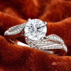 Bague de fiançailles en moissanite pour femme, coupe halo, en argent sterling, avec bande torsadée, pour mariage, anniversaire, fête, bijoux de luxe raffinés - Product Image 3