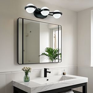 Luminaire de salle de bain à 3 ampoules LED avec abat-jour en acrylique sable cristallin, luminaire décoratif mural pour salle de bain - Product Image 1