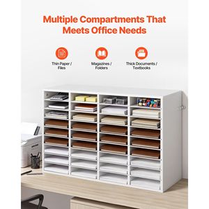 Organizzatore da Ufficio in Legno a 36 Scomparti con Cassettiera e Piano d'Appoggio Rimovibile in Truciolato - Product Image 5