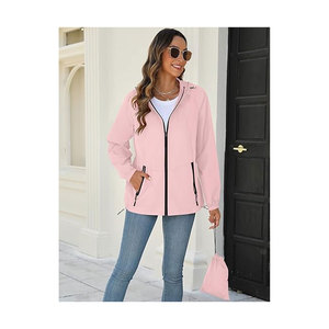 Chaqueta Impermeable para Mujer, Ligera, Acolchada, Cortavientos con Capucha, Plegable, con Bolsillos, Transpirable, para Exteriores - Product Image 2
