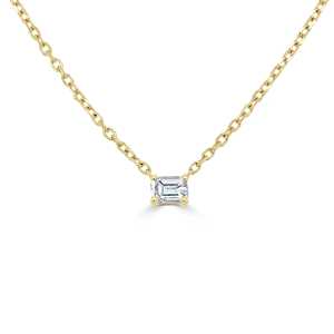 Colliers pendentifs solitaires délicats pour usage quotidien et superposition, 17 pouces, fermoir mousqueton, or massif 14k 18k, diamant de laboratoire taille émeraude - Product Image 6