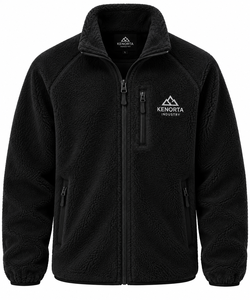 Custom Black <b>Sherpa</b> <b>Fleece</b> Hooded Men's Full-Zip Waterproof Winter Outdoor Jacket 100% Polyester - Product Image 1