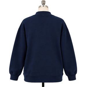Sweat-shirt oversize pour femme, bleu marine, hiver, col rond, manches longues, imprimé « Strong Girl » blanc, style streetwear décontracté - Product Image 3