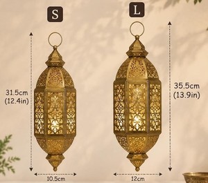 Nouvelle conception de lanterne à bougie marocaine musulmane pour l'Aïd, lampe à vent, décoration de la maison, ornements du Ramadan pour les fournitures du Ramadan - Product Image 6