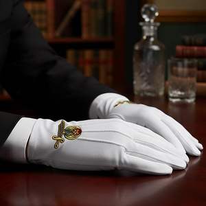 Gants en coton brodés Shriner Masonic - [Blanc] 100% coton avec symbole maçonnique brodé - Product Image 2