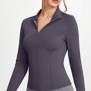 Chaqueta de Yoga Moderna para Mujer, de Secado Rápido, Material Elástico, Corte Ajustado, Manga Larga, Cierre Completo, Ropa Deportiva - Product Image 1