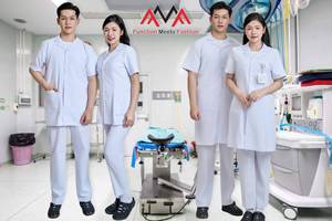 เสื้อกาวน์แพทย์ FMF และชุดพยาบาล ผ้าทอเนื้อนุ่ม 65% โพลีเอสเตอร์ สำหรับทุกเพศ ตรวจจับรอยเข็มได้ ผลิตในเวียดนาม เสื้อผ้าสำหรับบุคลากรทางการแพทย์ - Product Image 3