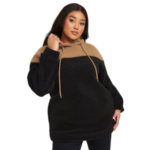 Hoodie Sherpa personnalisé pour femme 2026, noir et marron, épais, chaud, doux, en polaire Teddy respirante et écologique pour l'hiver - Product Image 2