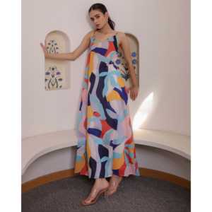 Robe Bohème Multicolore à Design Symétrique, Respirante et à Silhouette Ample, Taille XS pour les Loisirs - Service de Traitement Manuel - Product Image 6