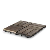 Revêtement de sol à emboîtement en bois d'acacia traditionnel minimaliste motif de damier en noyer 12 lamelles revêtement PE antidérapant pour jardin