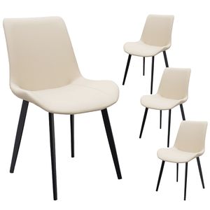 Set di Sedie da Pranzo Moderne in Pelle PU Beige con Gambe in Metallo per Cucina, Ristorante, Soggiorno e Sala Riunioni - Product Image 1