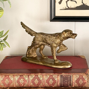 Handcrafted Brass Hunting <b>Dog</b> Sculpture Detailed Retriever <b>Dog</b> Statue Antique Gold Finish Metal <b>Dog</b> <b>Figurine</b> Dynamic Canine - Product Image 1