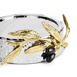 Gold Leaf Accent Silver Finished <b>Coaster</b> Ideal For Coffee Tea Drinks Home Office Kitchen And Stylish Functional <b>Table</b> Accessory - Product Image 3