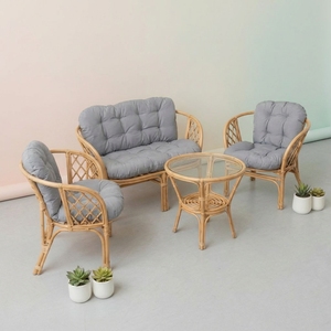 Silla de Comedor Moderna Hecha a Mano con Ratán Natural, Sillón de Jardín para Patio Exterior, Diseño Tropical, Ecológico, con Funda Extraíble y Suave - Product Image 2