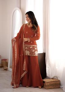 Premium Roman Silk <b>Womens</b> Embroidered <b>Kurti</b> Pant Dupatta Ethnic Outfit Breathable Fabric Smooth Drape Premium Roman Silk <b>Womens</b> - Product Image 4