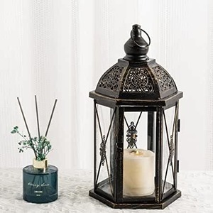 M F INTERNATIONAL EXPORTS - Lámparas Cuadradas de Metal Dorado Ecológicas para Interiores, Modelo MF-AB-363, para Decoración de Ramadán, Arreglos Florales - Product Image 1