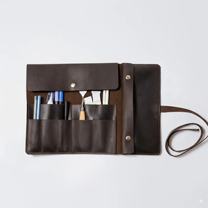Estuche de Cuero Genuino para Artistas, Organizador de Pinceles y Lápices, Multibolsillos, Hecho a Mano, con Logotipo Personalizado, Precio al por Mayor - Product Image 6
