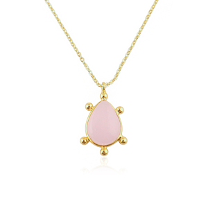 Elegant 18k Gold Plated Teardrop <b>Statement</b> Fashion Pendant Unisex Brass Jewelry Wholesale Bezel set Beaded Design Fancy <b>Necklace</b> - Product Image 2