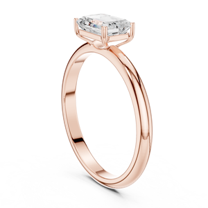 Bague solitaire en diamant de laboratoire taille émeraude - Product Image 4