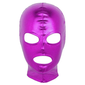 Cagoule et couvre-visage intégral violet brillant, sexy, pour clubbing, festivals, soirées, déguisement, cosplay lumineux - Product Image 1