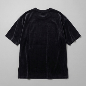 เสื้อยืดคอกลมแขนสั้นผ้ากำมะหยี่ผสมไหม/ฝ้ายทรงโอเวอร์ไซส์สำหรับผู้ชาย สีดำสนิท  โลโก้ประดับเพชรด้านหน้า เป็นมิตรต่อสิ่งแวดล้อม แห้งเร็ว - Product Image 5