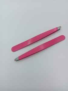 Pince à cils rose avec logo gratuit, en acier inoxydable biseauté, pour extensions de cils, fournitures professionnelles de beauté, outils OEM pour cils - Product Image 5