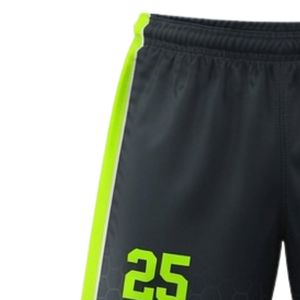 Shorts de lacrosse unisexe noir et vert lime en polyester, coupe athlétique, légers, pour uniforme sportif, entraînement d'équipe et matchs - Product Image 4