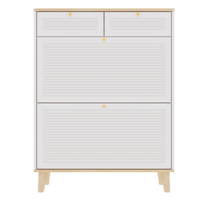 Scarpiera a 2 ante autoportante con 2 cassetti, organizer e porta scarpe stretto per ingresso, design con ante a ribalta - Product Image 1
