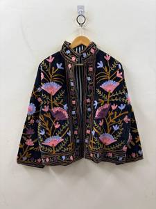 Chaqueta de Terciopelo Bordada para Mujer, Diseño Floral, Cuello Mao, Manga Larga, Estilo Prairie Chic, Ropa de Otoño, B2B - Product Image 2