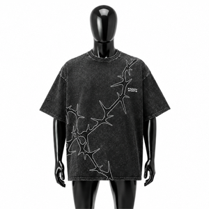 Vintage Acid Wash Oversized T Shirt Streetwear Men Graphic Print Heavy Cotton Drop Shoulder Unisex Custom Logo 2026 Fashion <b>Tee</b> - Product Image 1