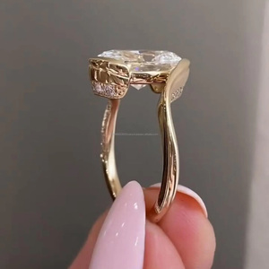 3.50 CT Marquise Cut Bypass Moissanite Engagement <b>Ring</b> 925 Sterling Silver Tension Bridal Set Half Bezel Minimalist Vana Jewels - Product Image 4