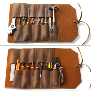 Rouleau à outils en cuir personnalisé avec logo, organiseur enroulable pour électriciens, plombiers, charpentiers et mécaniciens à prix raisonnable - Product Image 1