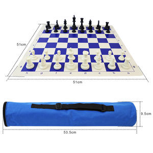 Jeu d'échecs pliable 51 cm x 51 cm avec pièces en plastique et étui de transport noir 53,5 cm x 9,5 cm pour jeu en intérieur et en extérieur - Product Image 3