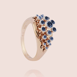 Flower Cluster Sapphire <b>Ring</b> 18K Solid Gold Women Luxury Everyday Wear - Product Image 2