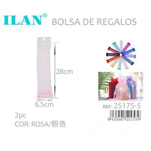Sacchetto Regalo Ilan 6,5x28 Cm in Organza Rosa per Regali - Product Image 3