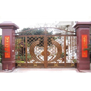 Portail double en fer forgé thermolaqué KHP, design résistant à la rouille, haute durabilité, montage facile, style minimaliste pour usage extérieur - Product Image 4